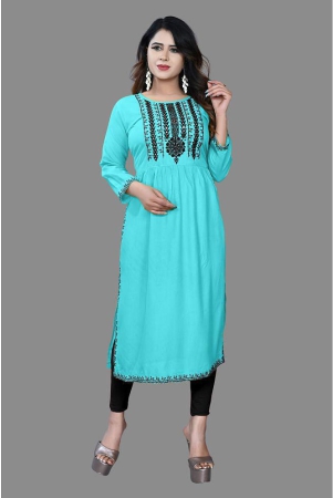 haya-fashion-turquoise-rayon-womens-straight-kurti-pack-of-1-none