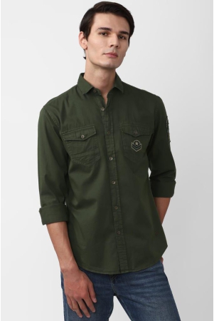 men-olive-slim-fit-print-full-sleeves-casual-shirt