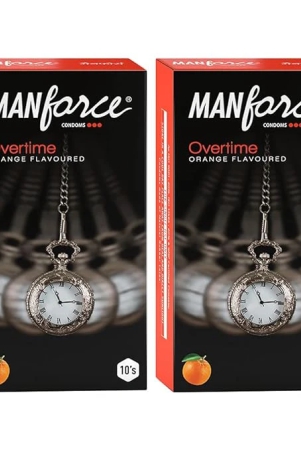 manforce-overtime-orange-pineapple-3in1-ribbed-contour-dotted-condoms-10s-pack-of-2-condom-set-of-2-20-sheets