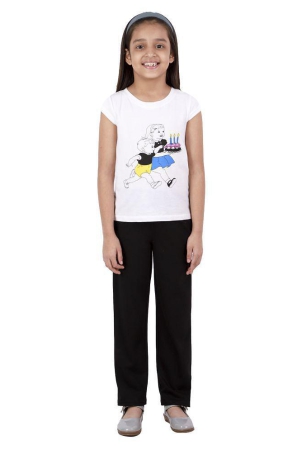 kids-cave-dress-for-girls-two-piece-printed-cap-sleeve-tshirt-and-elasticated-waist-band-pant-fabric-100-super-cotton-hosiery-bio-wash-color-tshirt-white-pant-black-size-3-to-12-years-