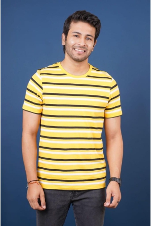 Mens Yellow Striped Crew Neck T-Shirt