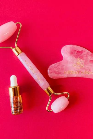 rose-quartz-face-yoga-massage-roller-gua-sha-duo-with-free-gold-beauty-elixir-oil-3ml