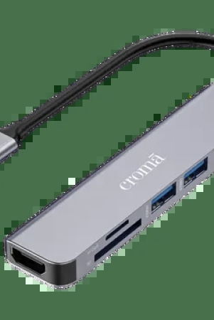 croma-6-in-1-usb-30-type-c-to-hdmi-usb-type-a-30-usb-type-c-tf-card-sd-card-slot-multi-utility-hub-supports-fast-charging-grey