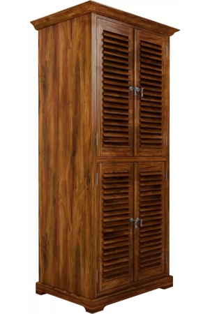 Premium Teak 4 Door Wood Wardrobe-Brown