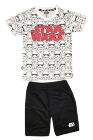 Disney Star Wars Cotton Boys Tshirts and Shorts-9-10 Years / White