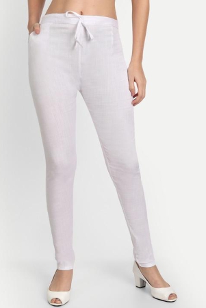 Women White Solid Regular Trouser