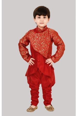 Coxxup Red Silk Blend Boys Sherwani ( Pack of 1 ) - None