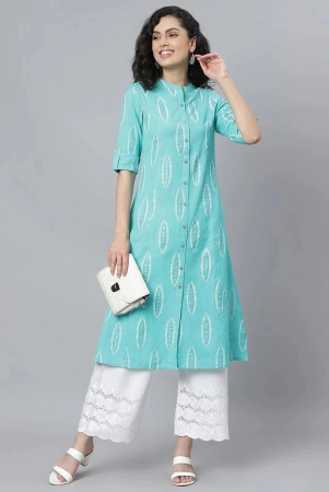 stylum-turquoise-rayon-womens-front-slit-kurti-pack-of-1-none