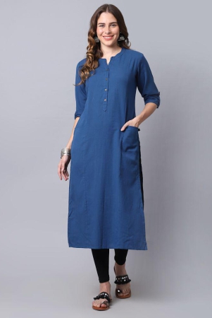 Pistaa - Blue Cotton Women's Straight Kurti ( Pack of 1 ) - None