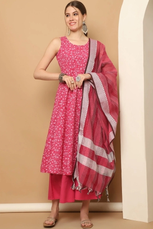 printed-pink-flared-kurta-pallazos-dupatta-set-l-pink