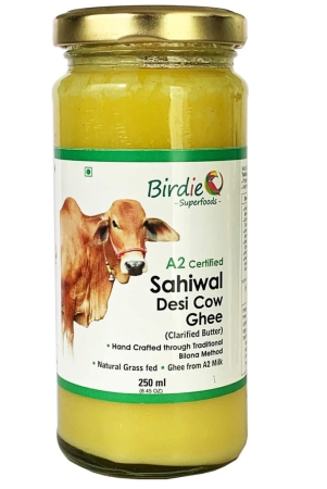 birdie-superfoods-100-pure-natural-a2-milk-desi-sahiwal-cow-ghee-prepared-from-vedic-bilona-method-immunity-superfood-250-ml-glass-bottle