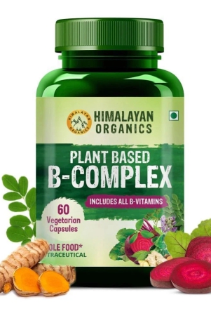 Himalayan Organics Plant Based B-Complex Vitamins B12, B1, B2, B3, B5, B6, B9 and Biotin 60 Caps