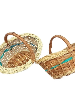 pransunita-2-pcs-oval-shape-small-handle-kashmir-wicker-willow-wooden-multipurpose-storage-flower-decoration-bamboo-poojamandir-chocolate-gift-hamper-natural-brown-pack-of-2-pcs-size-7