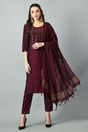 prettyplus-by-desinoorcom-silk-blend-embellished-kurti-with-pants-womens-stitched-salwar-suit-wine-pack-of-1-none