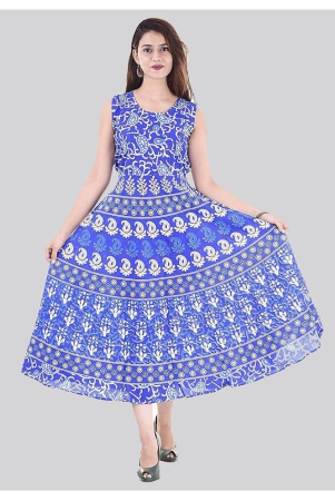 rangun-cotton-blue-a-line-dress-xl