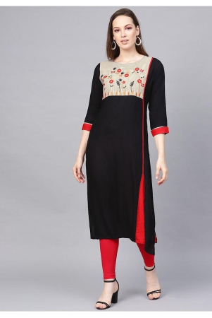 ksut-black-viscose-straight-kurti-m