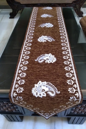 chenille-floral-table-runner-brown