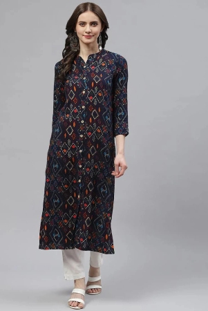 kipek-navy-blue-viscose-womens-front-slit-kurti-pack-of-1-none