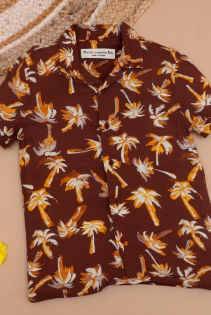 Boys Electric Palm Tree Printed Shirts Rust Orange-11-12 Yrs