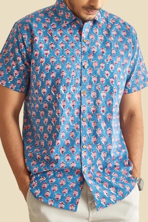 blue-floral-block-printed-halfsleeves-cotton-shirt-xl