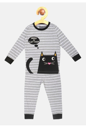 lazy-shark-grey-cotton-blend-girls-night-suit-set-pack-of-1-none