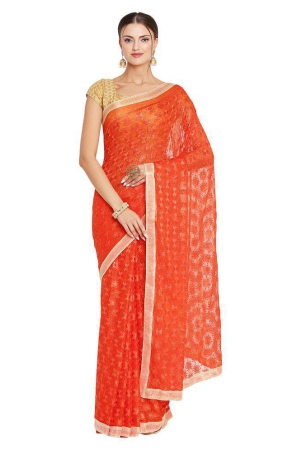 Queenley Orange Chiffon Saree -