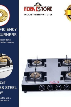 HOMESTONE CROWN MONARCH STYLISH 4  BURNER STAINLESS STEEL STOVE WITH SQUARE PAN SUPPORT 