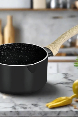 Bergner Bellini Aura Black Non Stick 16 cm Saucepan | Gas & Induction Compatible | Black