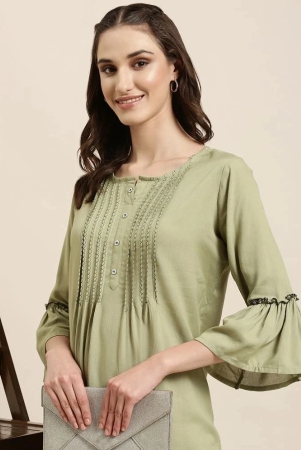 showoff-cotton-blend-embellished-a-line-womens-kurti-green-pack-of-1-none