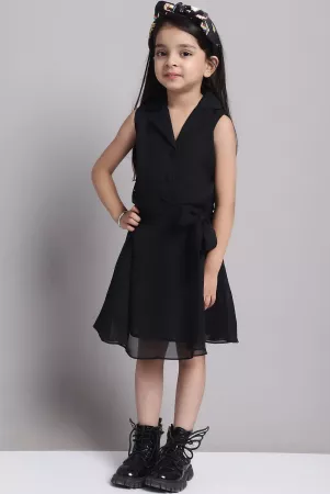 MINI & MING Girls V-Neck Sleeveless Georgette A-Line Dress