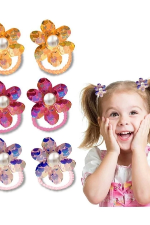 lykaa-hair-rubber-bands-with-shimmer-flowers-elastic-bands-hair-accessories-ponytail-holder-6-pcs-multi