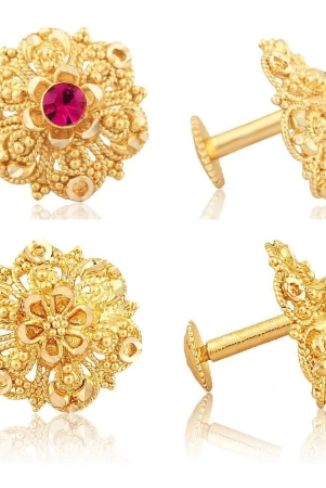 vighnaharta-golden-stud-earrings-pack-of-2-golden