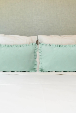 Frill 100% Cotton Bed Pillow Cover | Set of 2 Pista