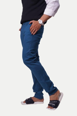 Mens Blue Solid Chinos Trousers