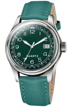 newman-green-leather-analog-mens-watch