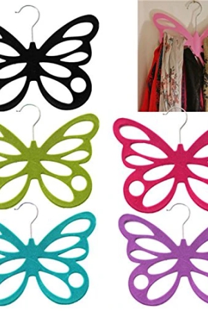 connectwide-flocking-butterfly-type-hanger-flocking-plastic-scarves-hangers-for-tie-scarf-holders-butterfly-design-with-velvet-flocculation-non-slip-flocked-scarf-tie-belt-clothes-wardrobe-holder-hook-hanger-12-openings-29-x-235-cm-pink