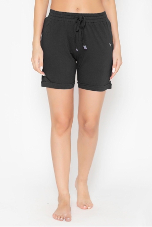 Plain Knitted Shorts For Women - Black Black M