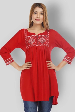 highlight-fashion-export-red-rayon-womens-asymmetrical-kurti-pack-of-1-l