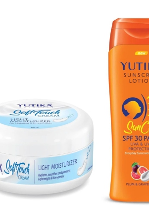 yuthika-soft-touch-light-moisturizer-cream-300ml-and-sunscreen-lotion-spf-30-pa-with-uva-uvb-protection-300ml