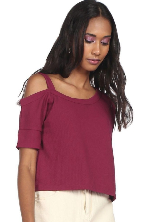 sugr-polyester-regular-tops-red-l