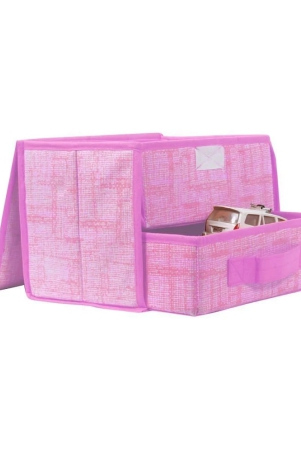 prettykrafts-jute-fabric-storage-box-storage-bins-with-handle-drawer-organiser-with-lid-folding-storage-bins-box-containers-for-socks-underwear-bras-ties-11-drawer-pink