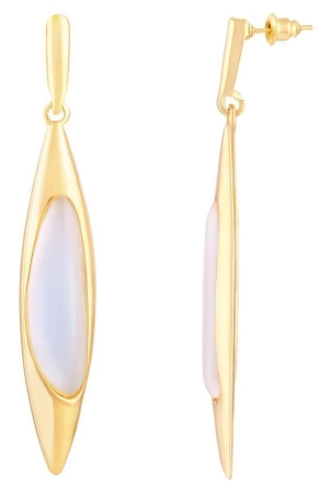 Asmitta Stylish Marquise Shape With Crystal Gold Plated Dangle Earring For Women - Golden