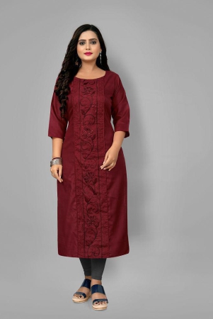 riaana-maroon-cotton-blend-womens-straight-kurti-pack-of-1-none