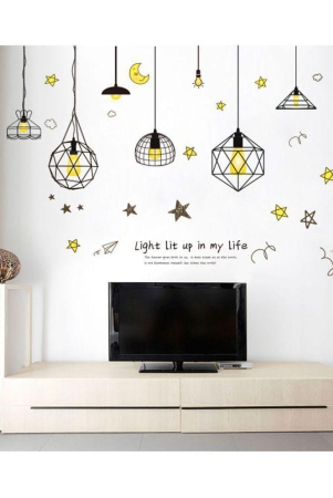 HOMETALES Wall Sticker Hanging Lamp with Moon Star Sticker ( 50 x 70 cms )