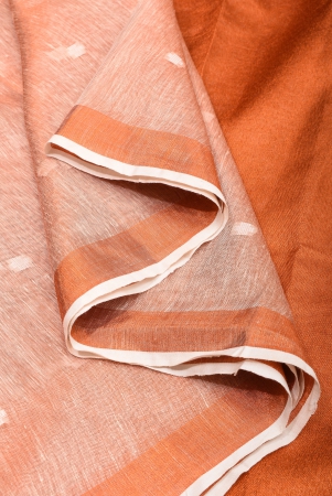 peach-copper-tissue-linen-saree-with-chunri-buttas-and-tissue-pallu