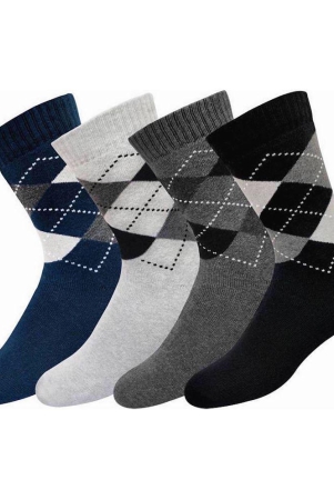 hicode Blended Mens Printed Multicolor Full Length Socks ( Pack of 4 ) - Multicolor