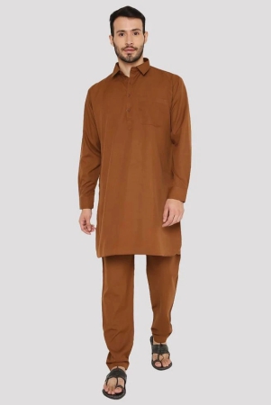 maharaja-brown-blended-fabric-regular-fit-mens-pathani-suit-pack-of-1-none