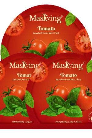 Superfood Tomato facial sheet mask for glowing Skin and Hydrating, Pack of 3