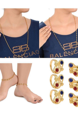 aanyacentric-gold-plated-1-pair-anklet-3-pair-toe-rings-2nos-28inches-long-chains-combo-golden