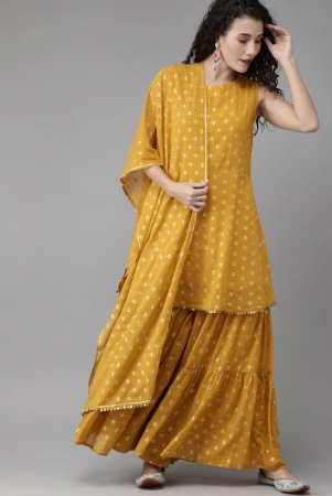 women-mustard-yellow-gold-toned-printed-kurti-with-sharara-dupatta